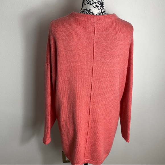 J. Jill Peach Exposed Seam Crew Neck Drop Shoulder Chunky Sweater M - Picture 5 of 7
